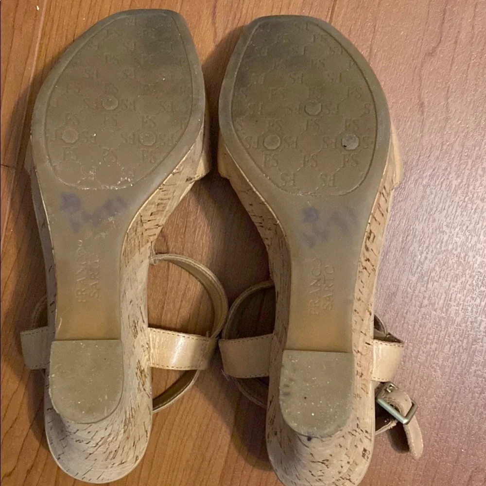 Franco Sarto Leather Espadrille Wedge Sandals